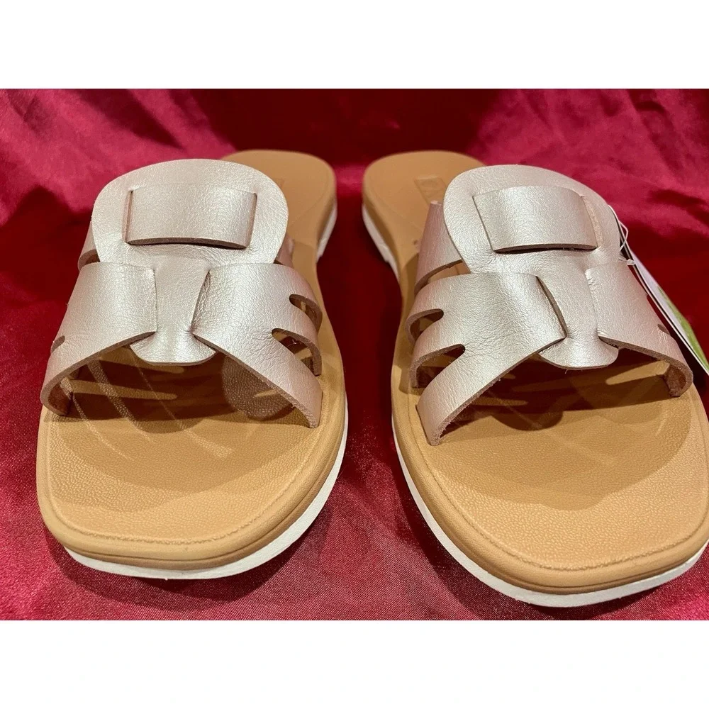ONCAI Womens Sandals,Flat Dressy Square Toe Summer Beach Slides for Ladies‎ 7.5